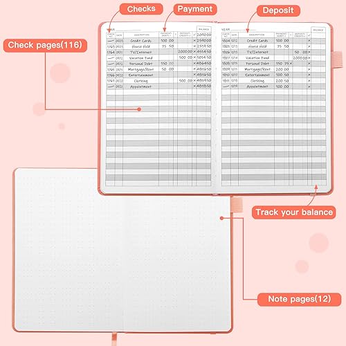Miniatura 4 de JUBTIC Registros de cheques A5 para chequera personal, registros de transacciones de contabilidad para pequeñas empresas. Rastrea pagos, finanzas,