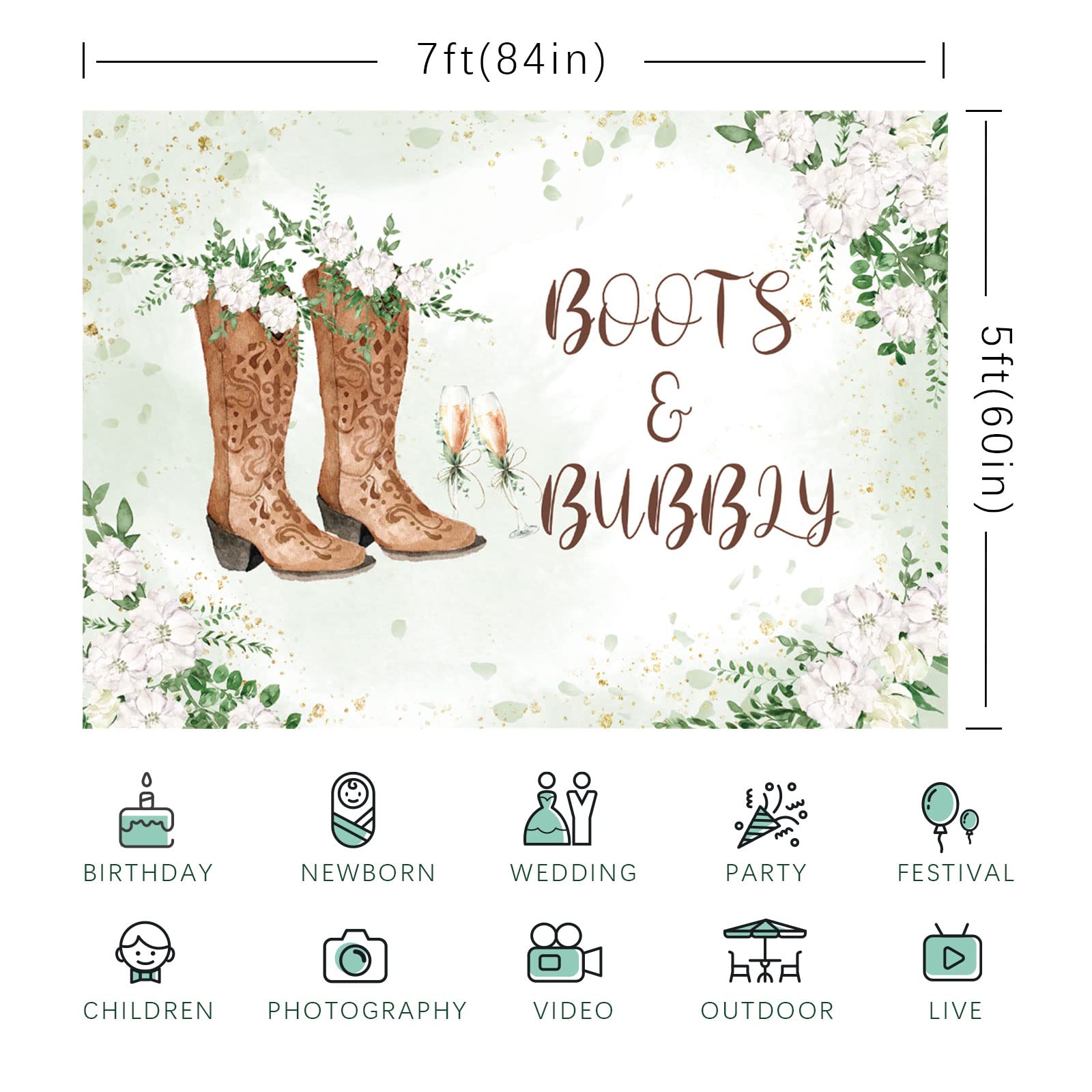 Metal Plastic Button Backs Boots And Bubbly Bridal Shower Backdrop - 7x5ft Western  Wedding Decor DIY Pin Back Button Badge Making Supplies, image size:1600x1600