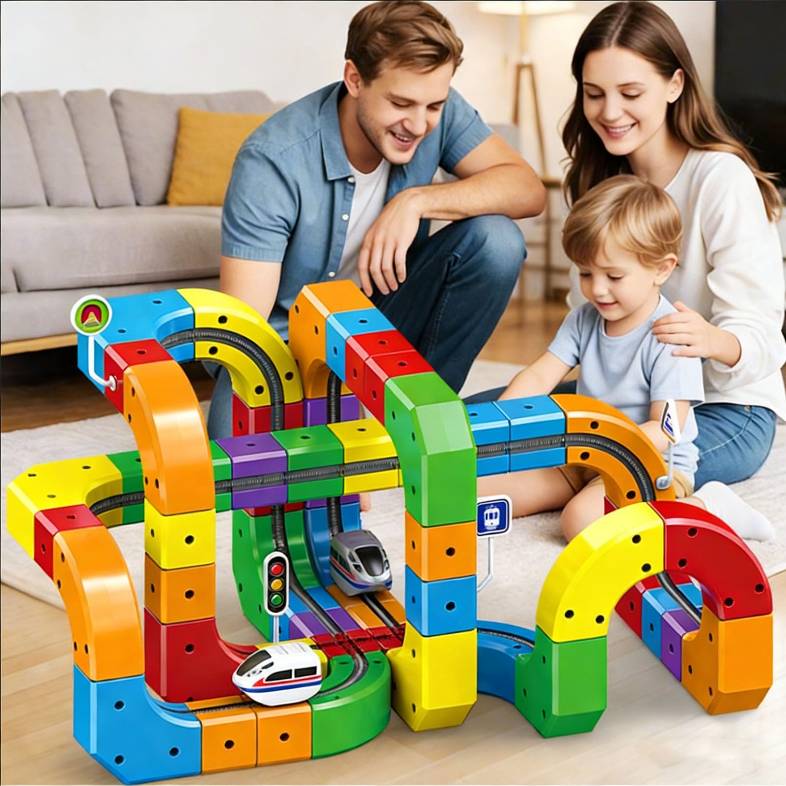 Set di Binari Ferroviari 3D con Anelli Verticali e Alimentazione