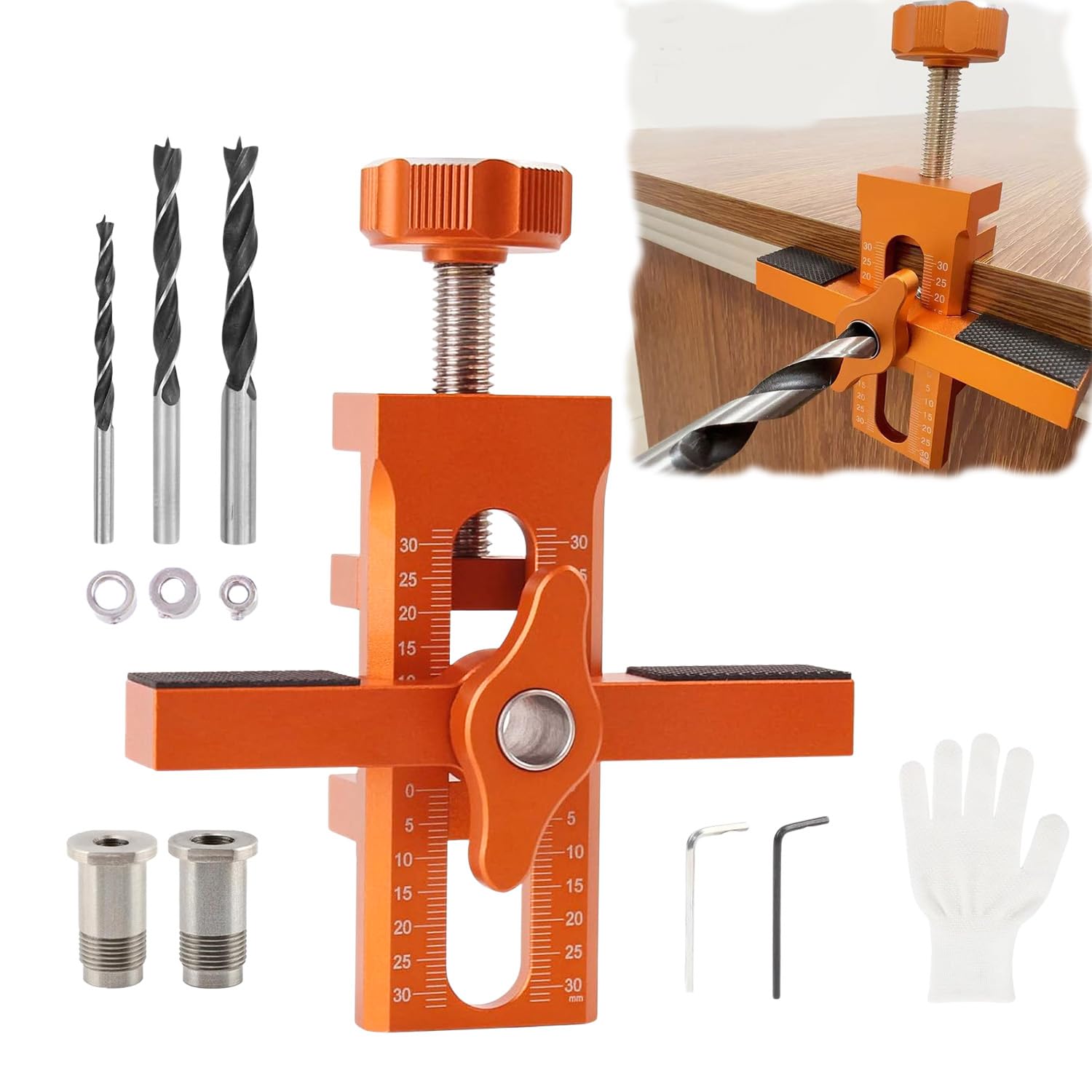 Jig d’installation pour porte de placard – Positionneur réglable 2 en 1 | Kit universel en alliage d’aluminium pour portes de placard avec 3 forets