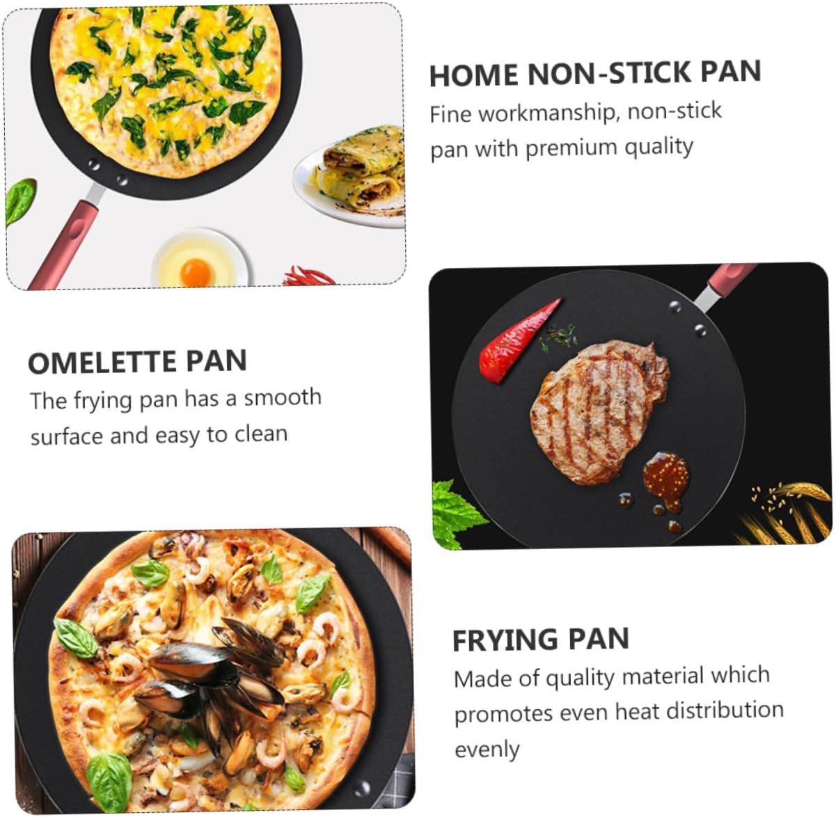 Alipis Non-stick Pan Frying Pan Skillet Pizza Pancake Cooking Utensil for Home Outdoor Activities