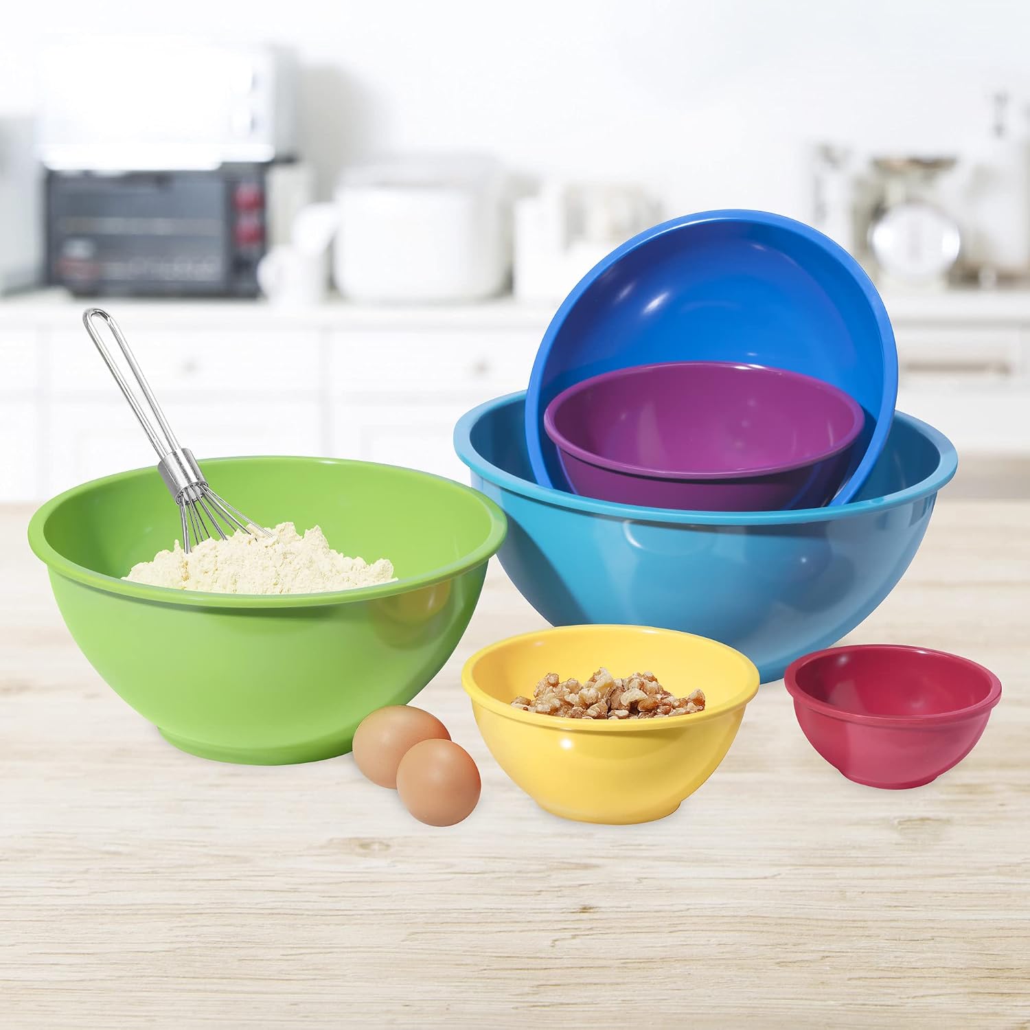 Oggi Melamine 6-Piece Mixing Bowl Set, Assorted Color