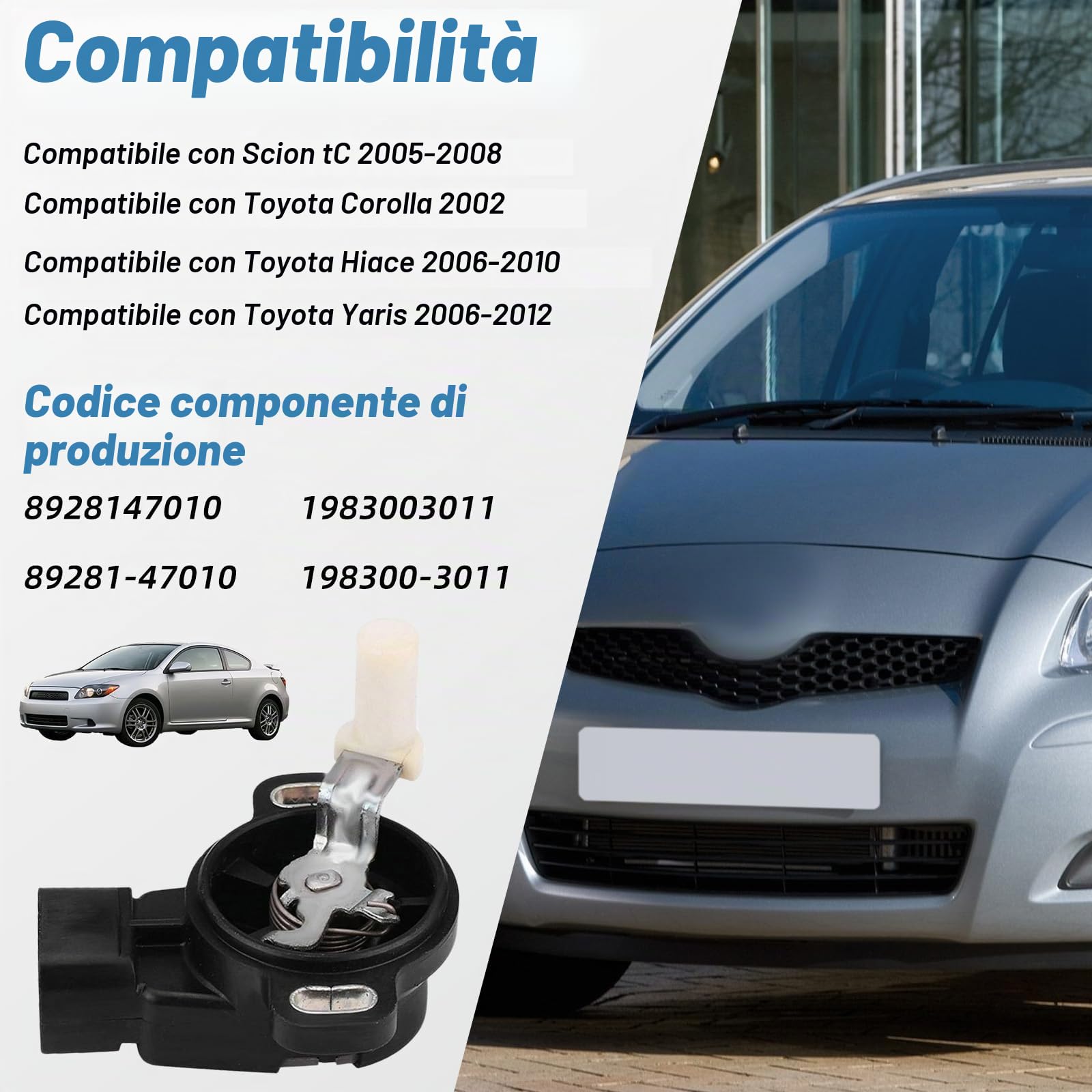 Riloer Sostituzione del sensore di posizione del pedale dell'acceleratore per T-oyota C-orolla 2002 H-iace 2006-2010 Y-aris 2006-2012 S-cion tC 2005-2008