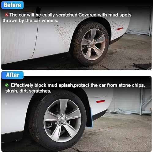 Miniatura 3 de Guardabarros antisalpicaduras, guardabarros moldeados resistentes compatibles con Dodge Challenger 2015-2023, aletas de barro delanteras y traseras,