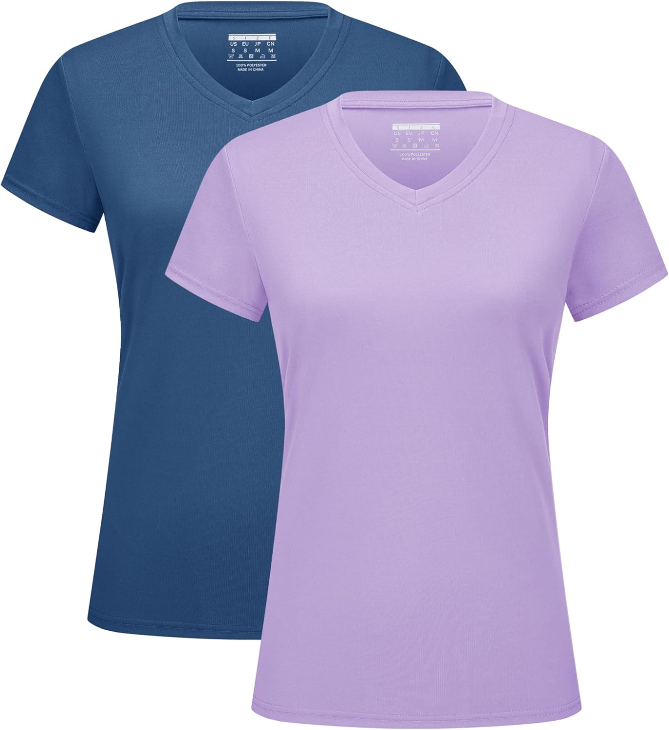 MAGCOMSEN 2 Pack Women's T Shirts V-Neck Short Sleeve UPF 50+ Sun Protection Workout Quick Dry Shirts Tee Tops