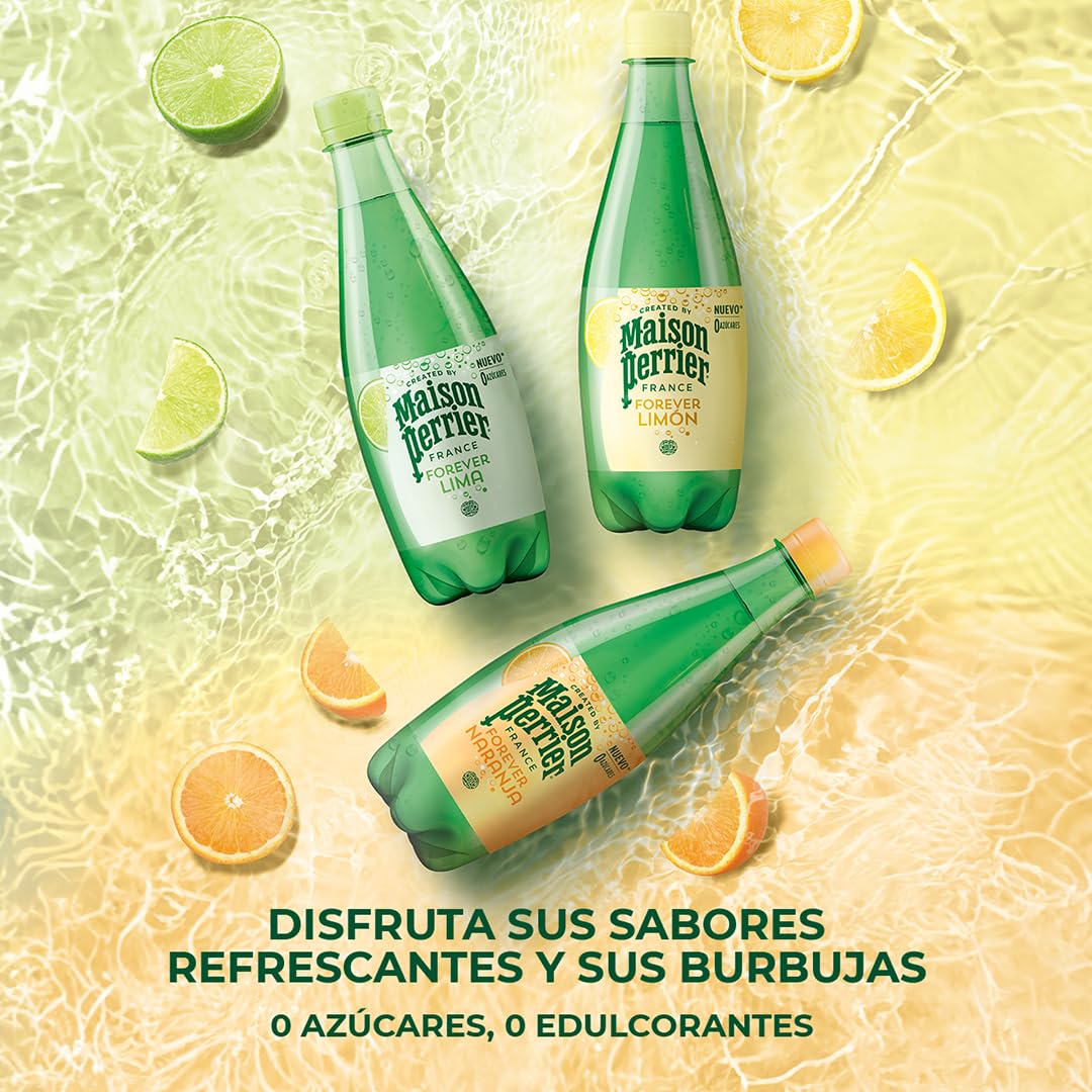 MAISON PERRIER FOREVER Agua con Gas con Sabor Lima, 4 packs 6 x 50 cl, 24 Botellas