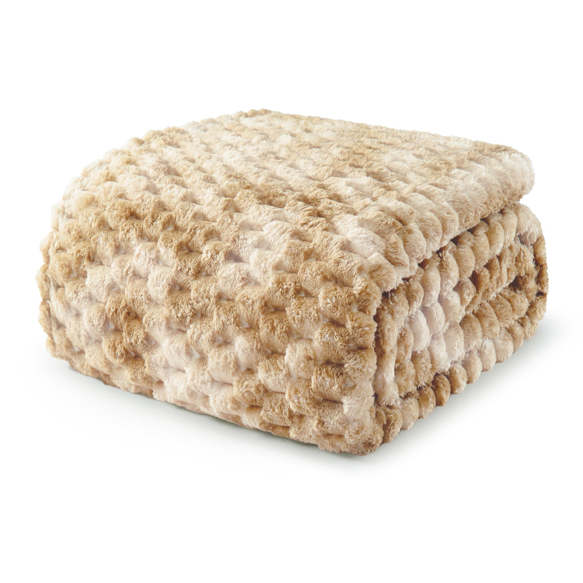 Exclusivo Mezcla Kuscheldecke Fleece Decke, Flauschige Sofadecke 150 x 200 cm, Jacquard-Überwurfdecke Wohndecke Tagesdecke, Warm und Leicht für Ganzjahreszeit, Kamel