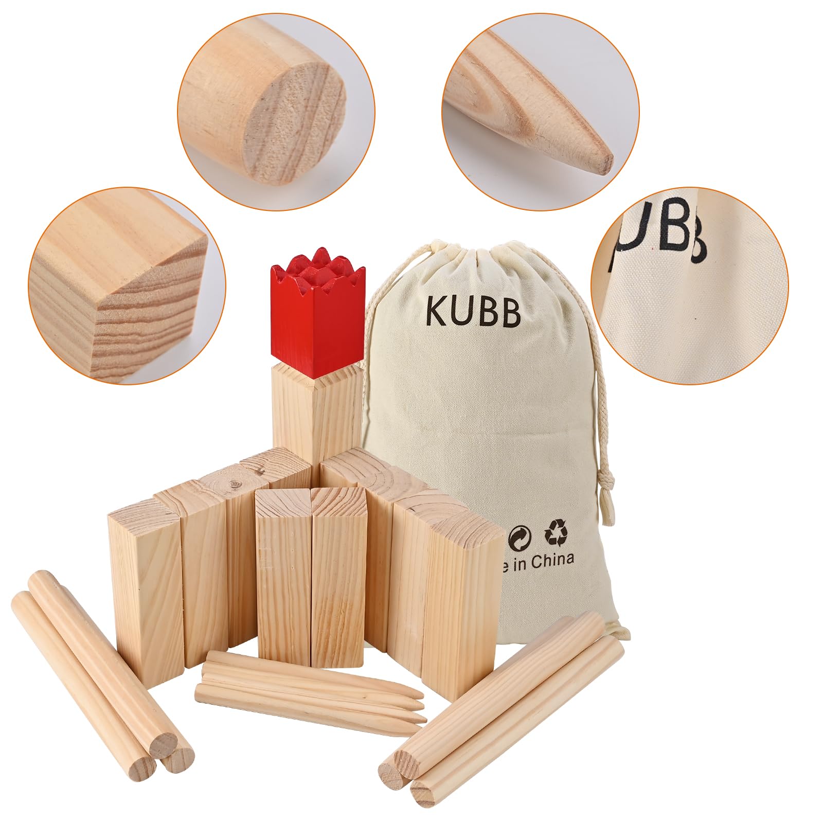 GOLDGE Kubb Wikingerschach Spiel Wikinger Schach Holz Holzfiguren Wurfspiel Kubb Wikingerschach Holzspiel für Kinder Erwachsene Outdoor Spiele