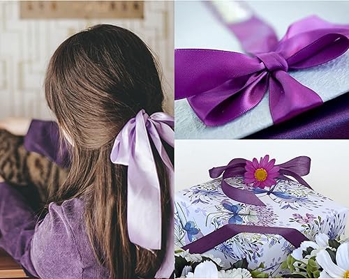 Miniatura 445 de Cinta de satén verde esmeralda de doble cara de 1-1/2 pulgadas x 50 yardas, cinta de poliéster verde esmeralda para envolver regalos, muy adecuada