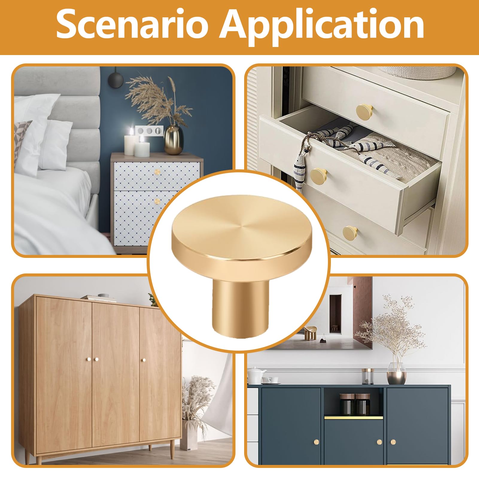 Deilonie 10Pcs Gold Cabinet Knobs Round,Gold Handles for Drawers,Drawer Knobs,Decoration - Image 4
