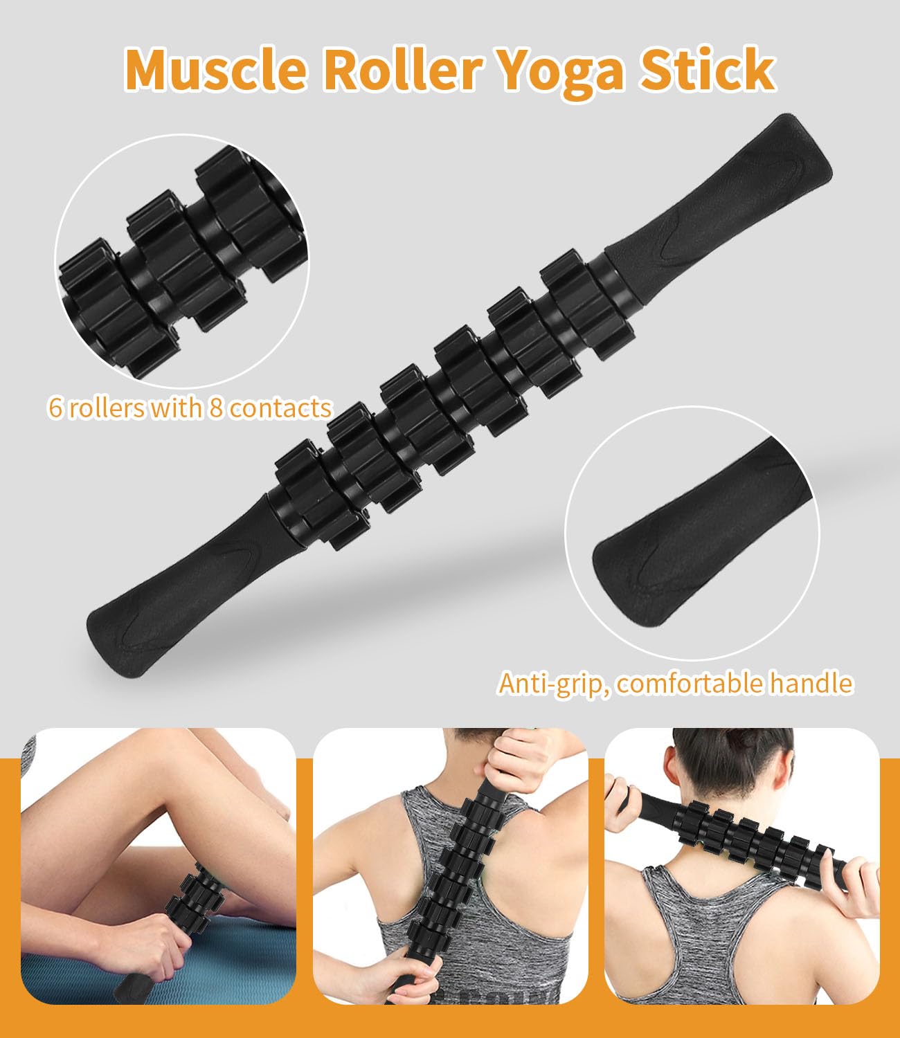 Set di Foam Roller 5 in 1, Roller Pilates ad alta Densità, Rullo per Massaggio,Pallina Massaggio Muscolare, Tenditore, Fascia di Resistenza per Massaggio, Esercizi di Fitness Attrezzi Pilates