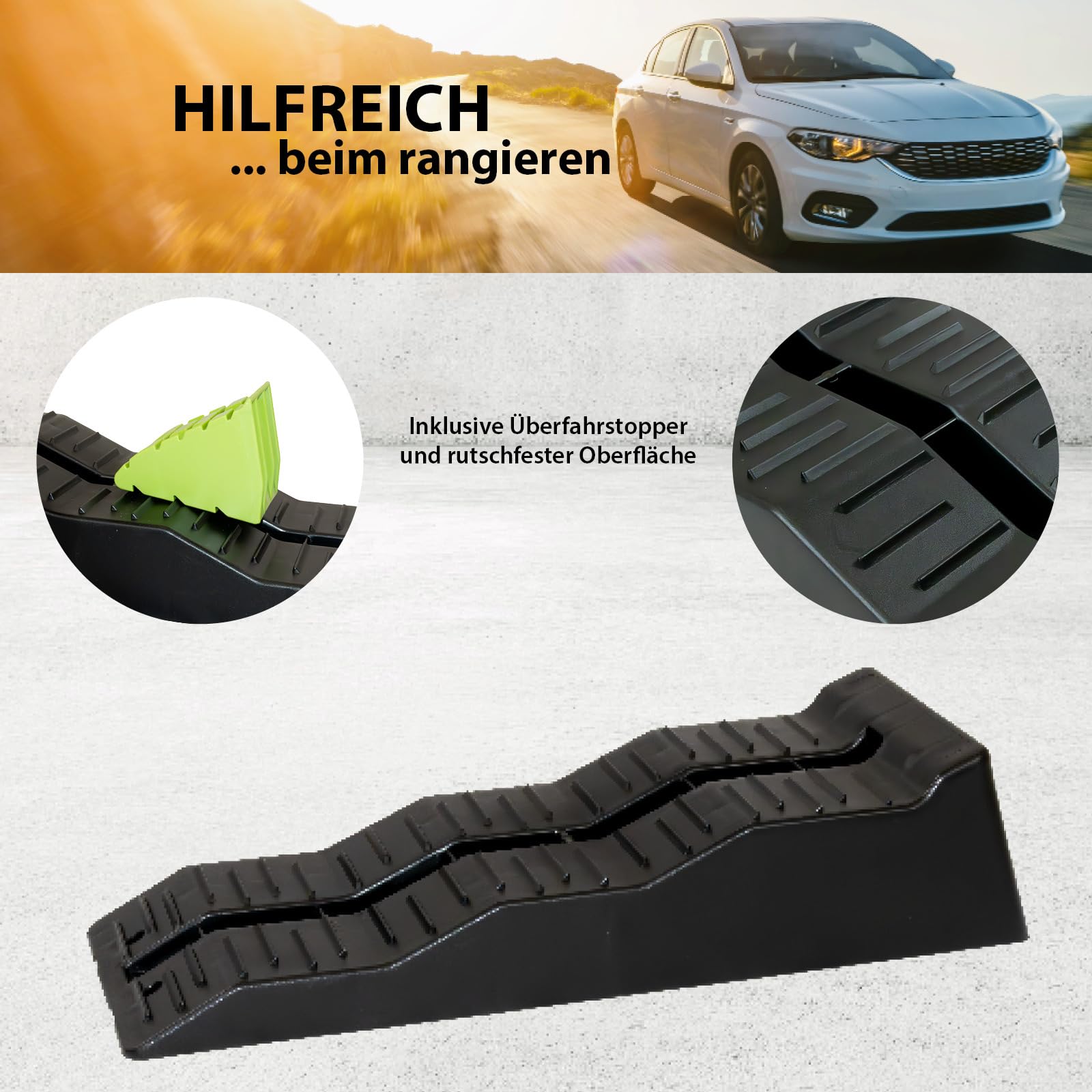 TRUTZHOLM 2 x Auffahrkeil Stufenkeil Ausgleichskeil mit extra Block 56 x 20 x 13 cm Kunststoff hochbelastbar 5 t Tragkrfat für Wohnmobil Camper PKW SUV rutschfester Keil