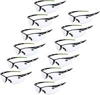 Vista 15 de ProtectX Anteojos de seguridad clásicos, lentes antivaho resistentes a los arañazos, gafas protectoras para el trabajo, interior/exterior, ANSI Z87.1