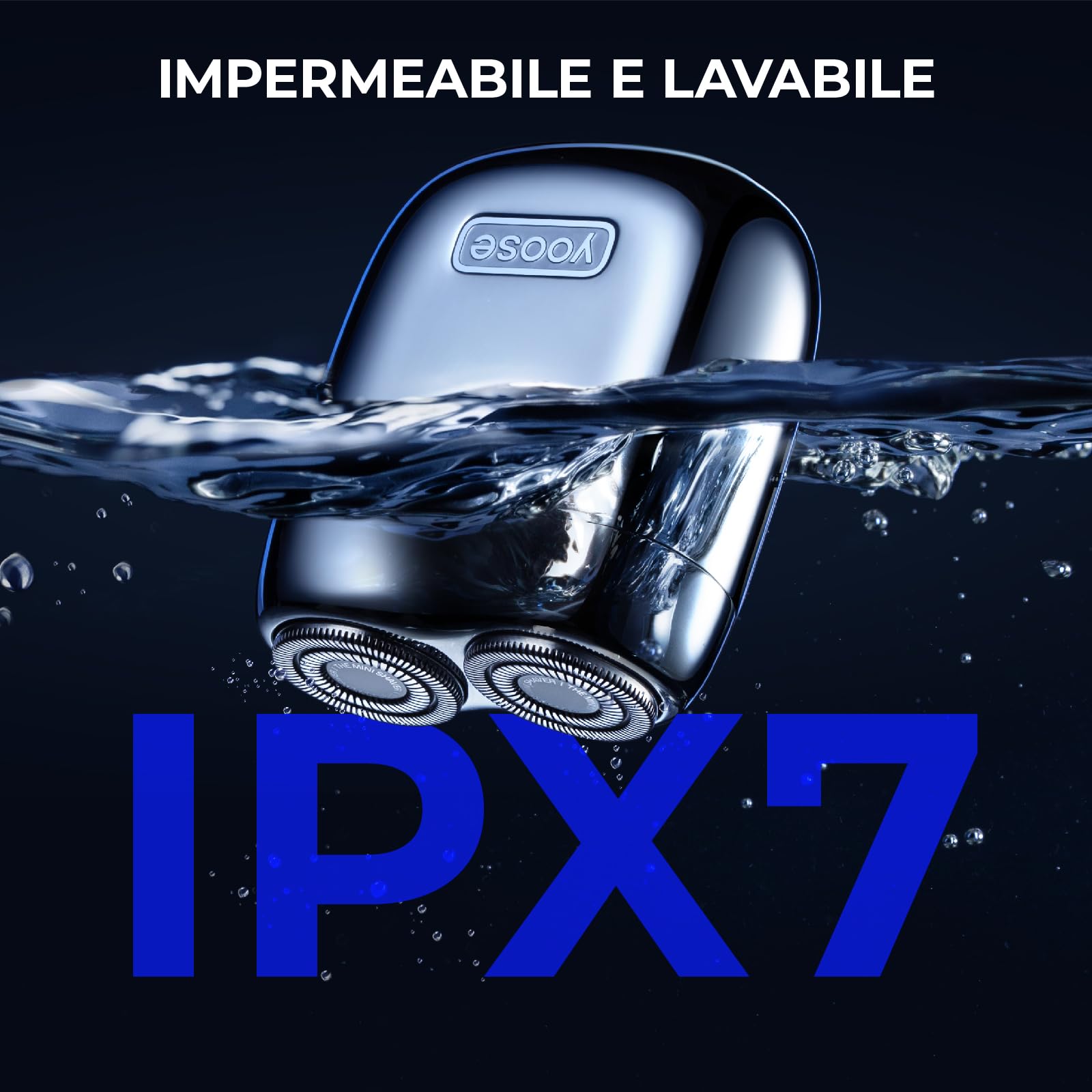 yoose Rasoio Elettrico, Rasoio Elettrico Uomo in Metallo, IPX7 Impermeabile con Ricarica USB-C & Lame Magnetiche - Facile da Pulire - Per Viaggi, Outdoor, Lavoro e Auto (Nero)