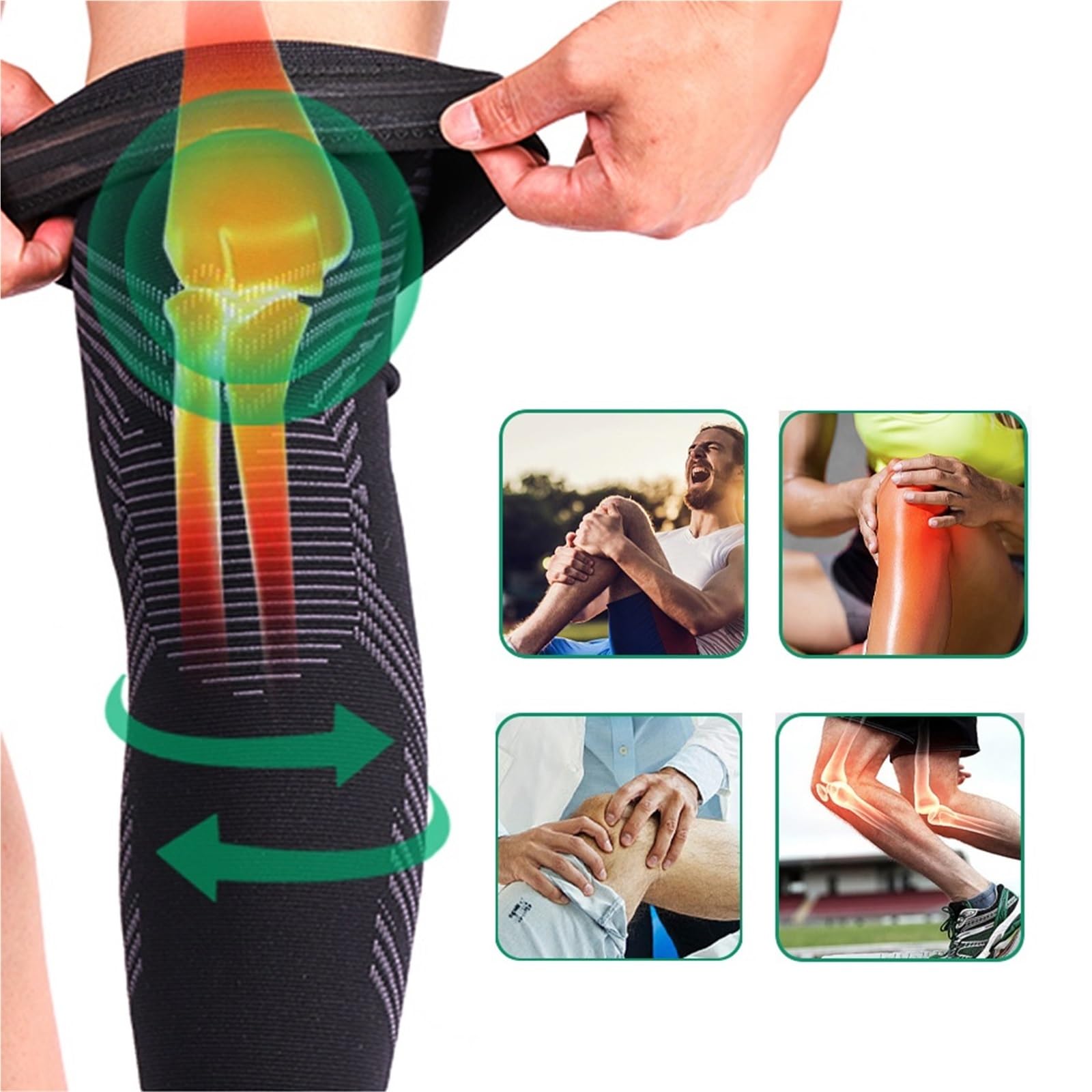 Funda De CompresióN Pierna Completa 1/2 Uds compresión deportiva manga completa de pierna longitud muslo pantorrilla larga rodilla soporte for baloncesto(Black-2PCS,M)
