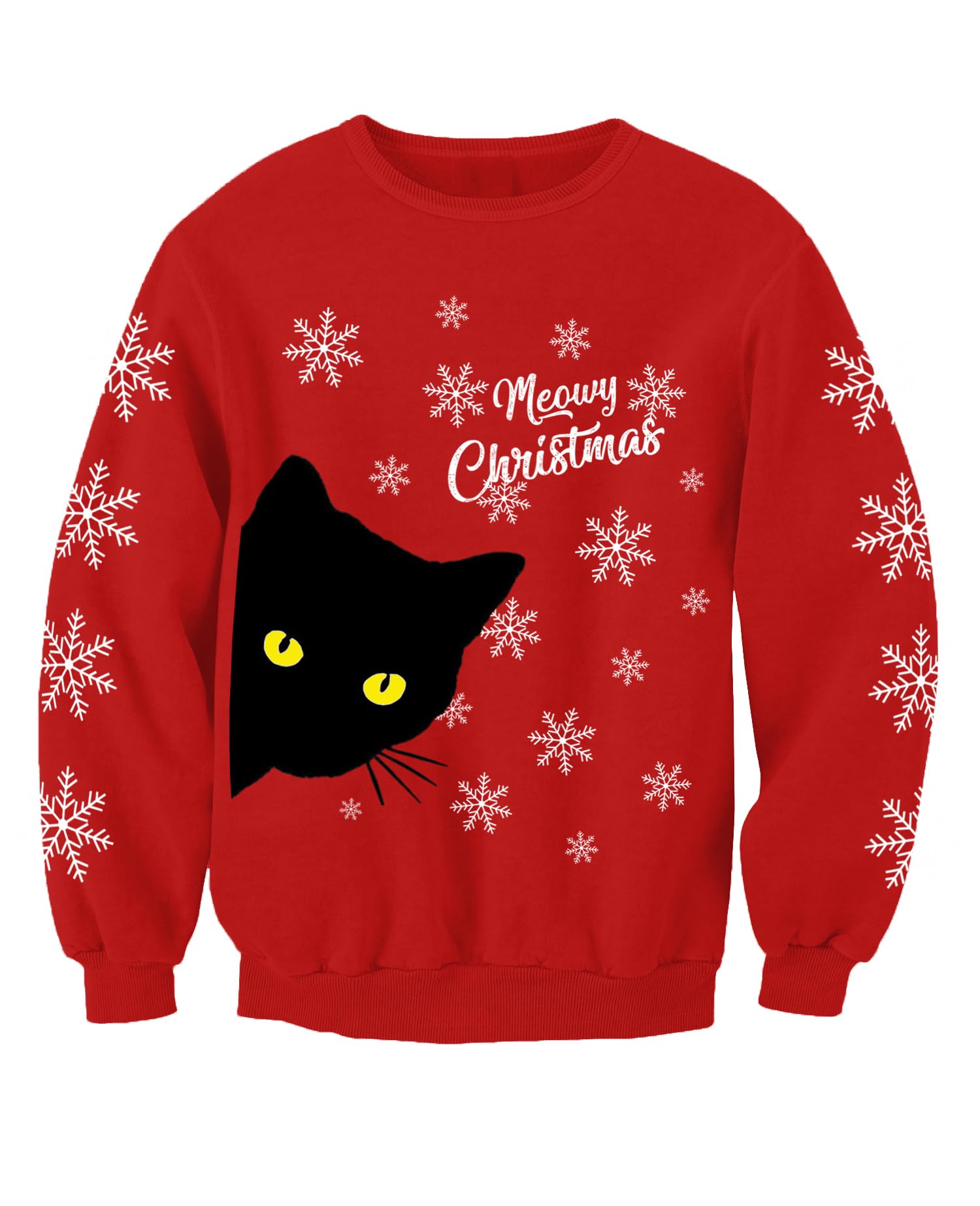 Christmas Jumpers - Nostalgic Women's Red Meowy Christmas Adults Festive Cat Christmas Jumper Novelty Sweatshirt Xx Large