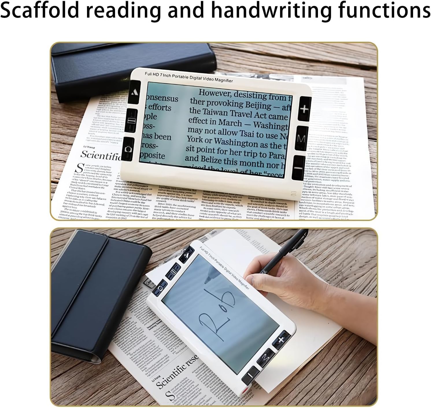 Low Vision Aids 7 Inch, Electronic Auto Focus Reading Aid Simplified Buttons Digital Video Magnifier for The Visually Impaired, Low Vision, Color Blindness, Amblyopia