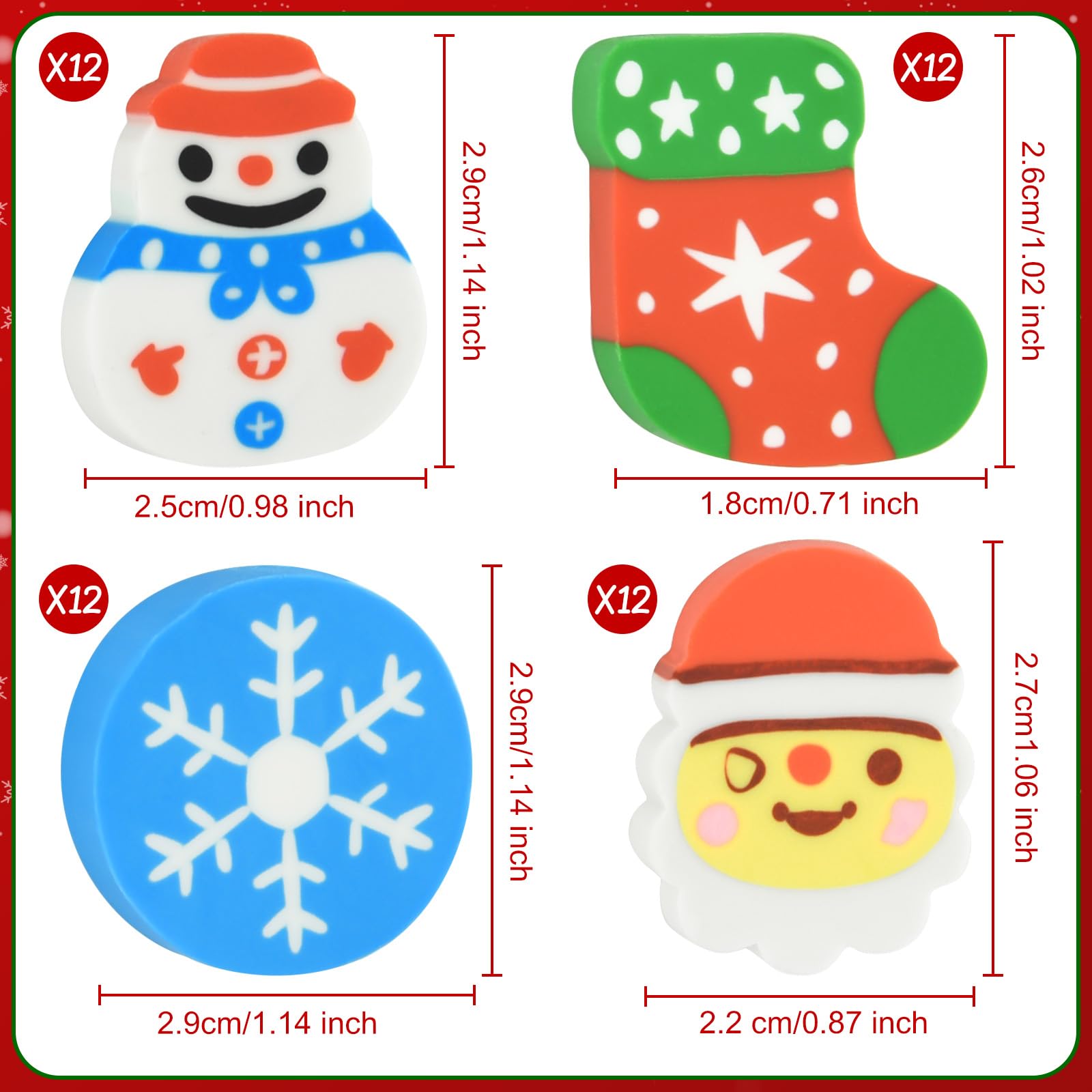48-teiliges Weihnachts-Stifte-Set Mit Radiergummis – Geschenkidee Für Kinder, Schule & Büro