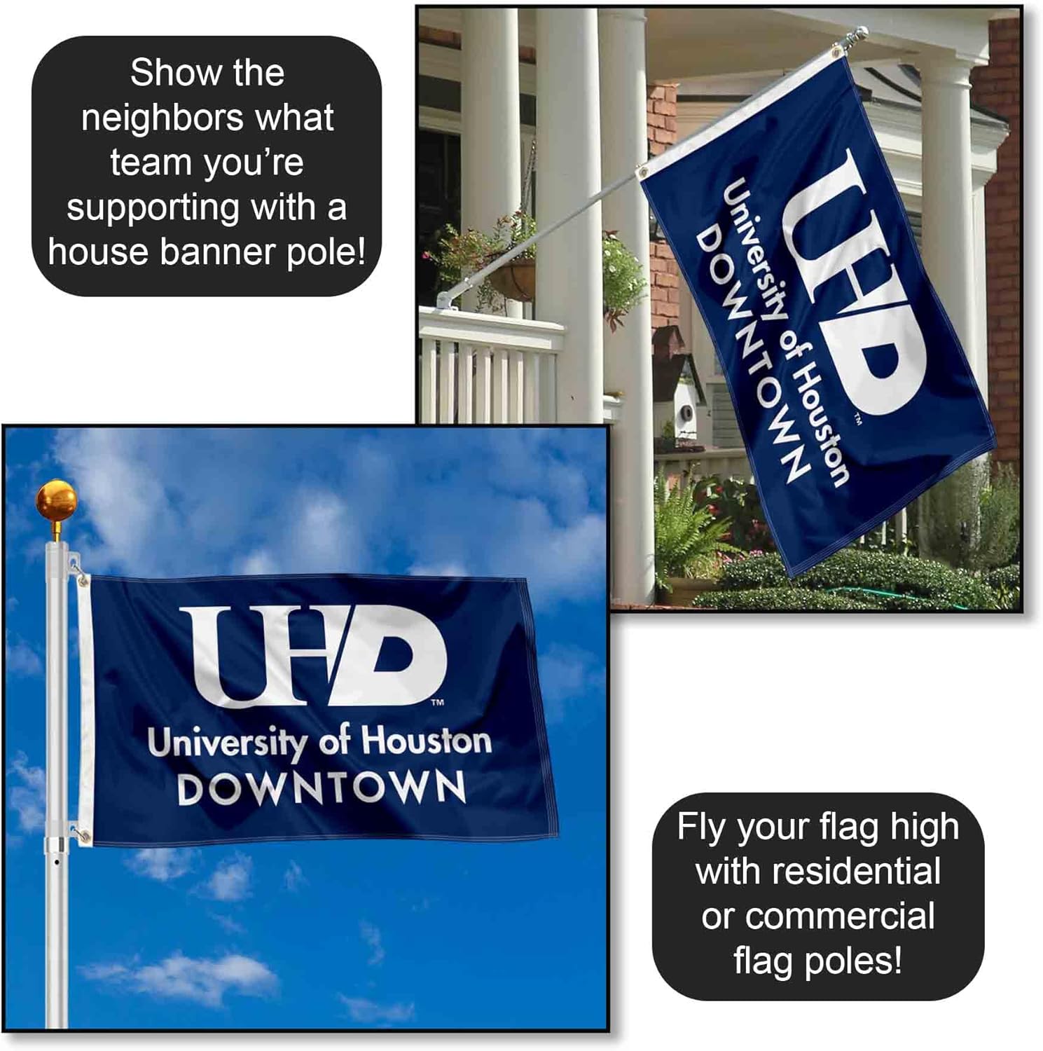 College Flags & Banners Co. Houston Downtown Gators Wordmark Logo Large Grommet Banner Flag - Image 3