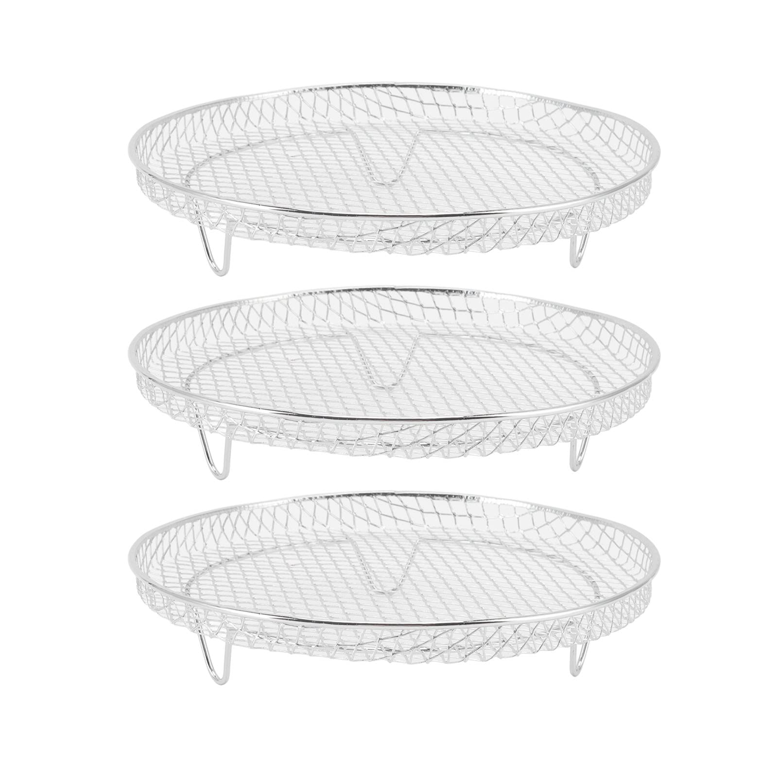 GLOGLOW Air Fryer Rack, 3Pcs Air Fryer Dehydrator Racks Round Three Stackable Racks Air Fryer Accessories Food Grade Stainless Steel Fruit Meat Dehydration Air Fryer Rack
