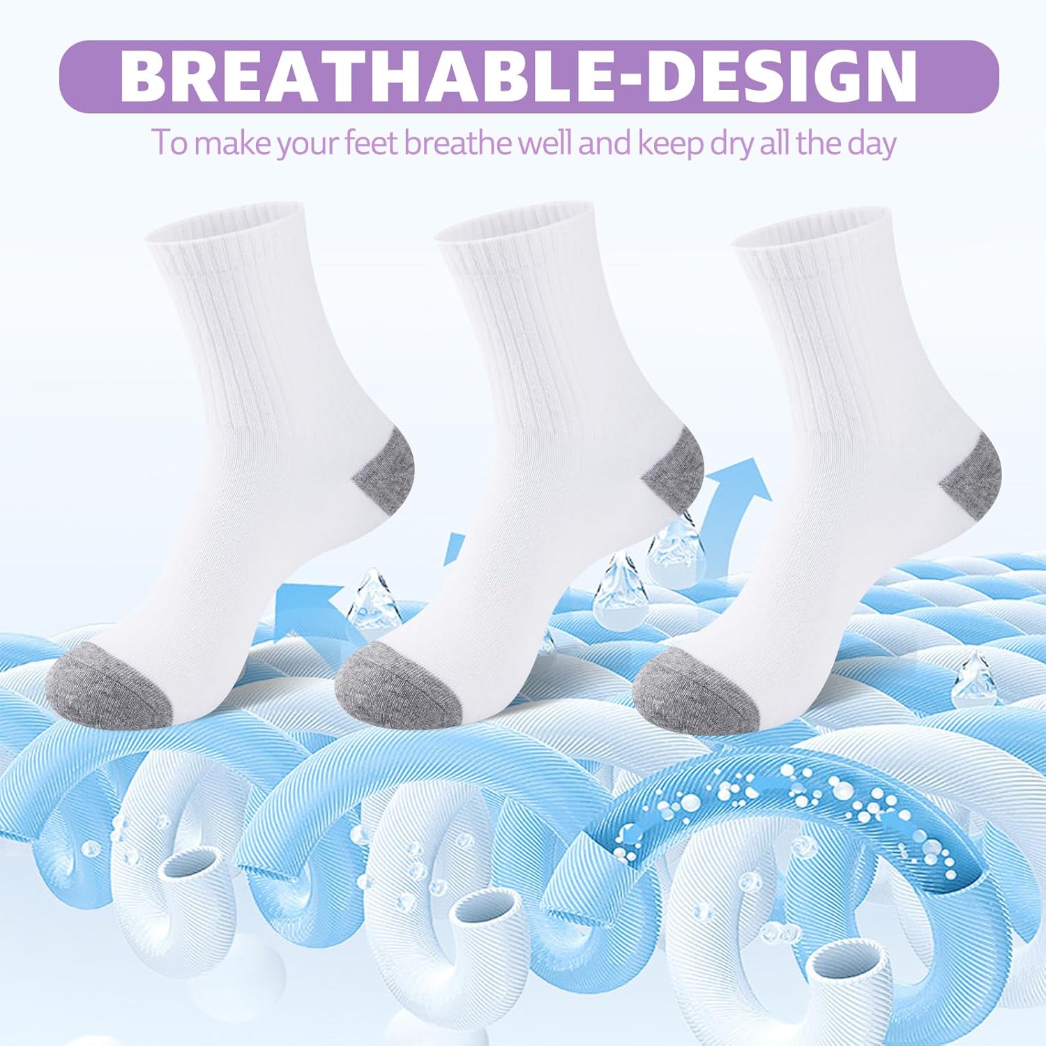 20 Pairs Cotton Women's Crew Socks Lightweight Breathable Athletic Running Quarter Socks Bulk Pack for Casual Wear - Image 5