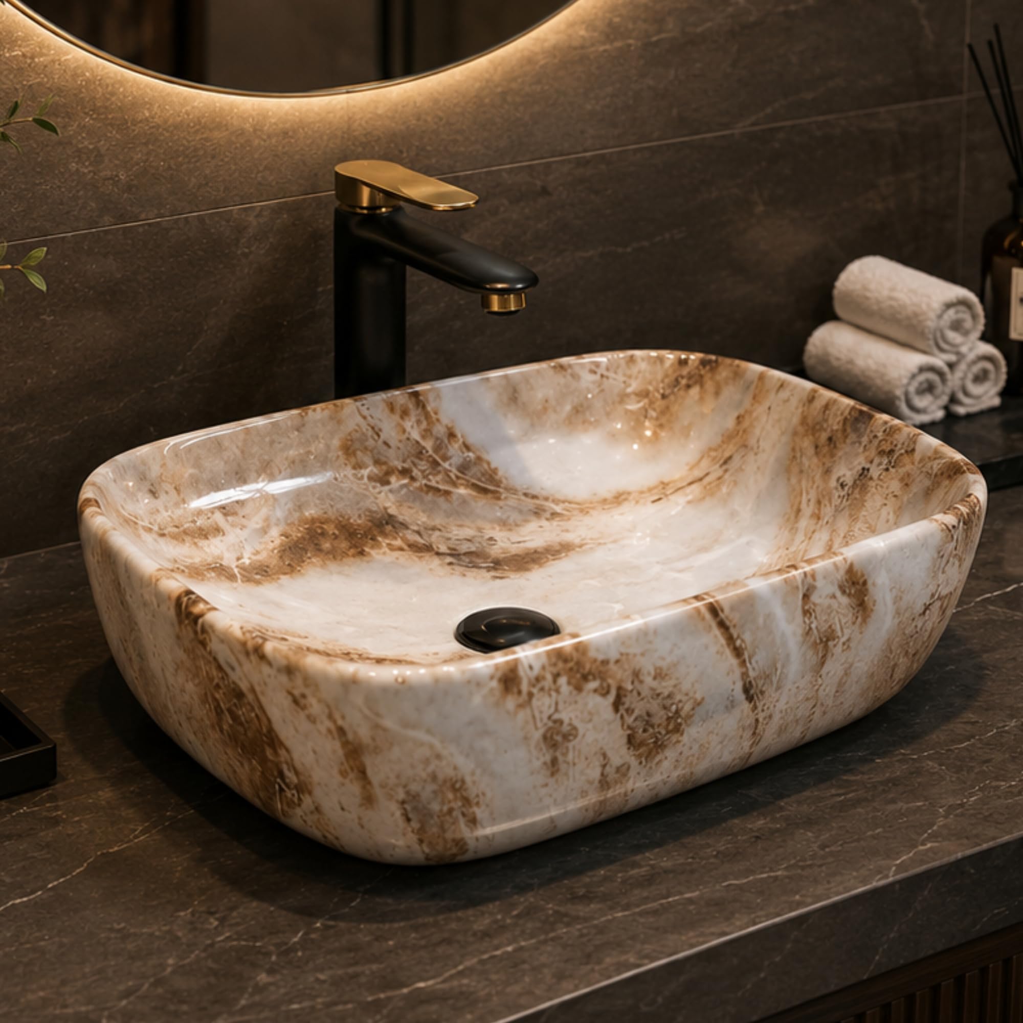 Glossy Ceramic Wash Basin - Marble Vanity Sink -23 Glossy Ceramic Wash Basin - Marble Vanity Sink -23