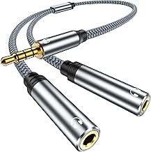 Audio and Splitter Cable, 3.5 mm Jack Audio Splitter, Male to 2 Female Adapter for Headphones, Smartphones such as Samsung, Huawei, Tablet, Speaker, Laptop