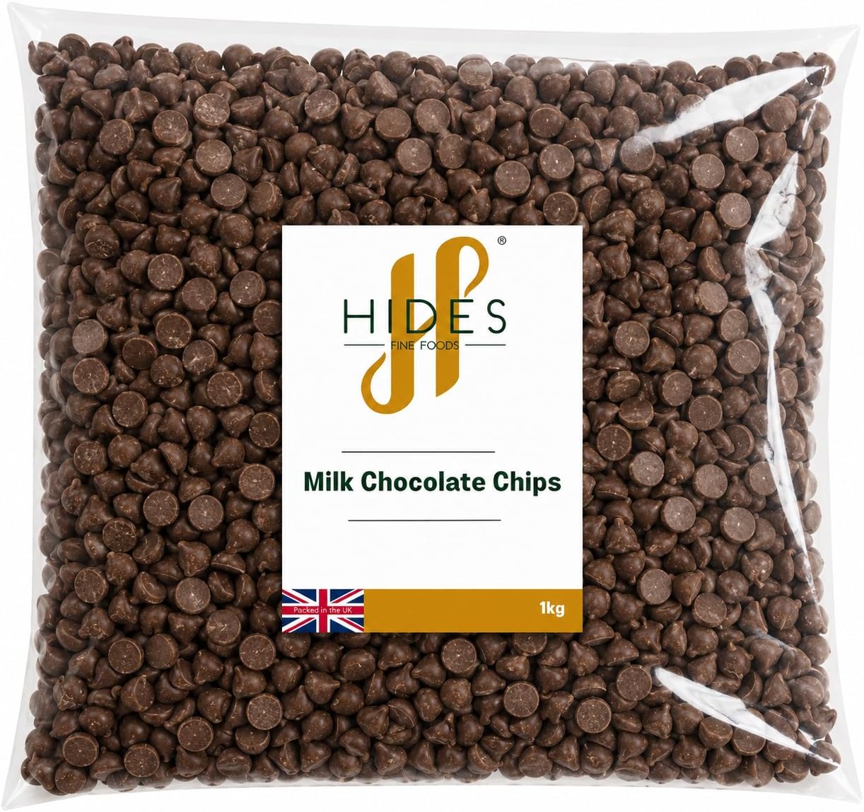 Hides Fine Foods - Milk Chocolate Chips -1kg - GMO - Free - Suitable for Vegetarians - Baking - Desserts - Cookies - Ganache - Muffins - Cakesicles - Cakes - Cupcakes -Tempering - Chocolate Mocha