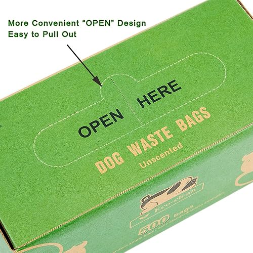Miniatura 5 de ECO-CLEAN Bolsas para excrementos de perro, 500 unidades, a prueba de fugas, respetuosas con el medio ambiente, dispensador estilo tejido, lo