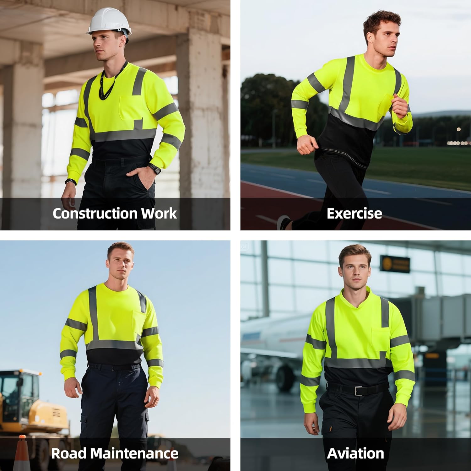 High Visibility Safety Shirts for Men, Hi Vis Class 3 Long Sleeve Reflective Construction Shirts - Image 5