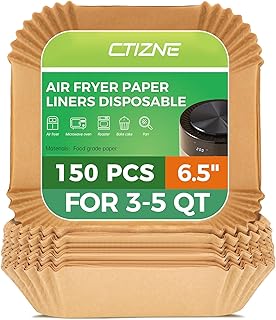 Air Fryer Liners Disposable - 150Pcs 6.5In Square Parchment Paper for Air Fryer Non-Stick Airfryer Basket Liners for Steamer Microwave Oven