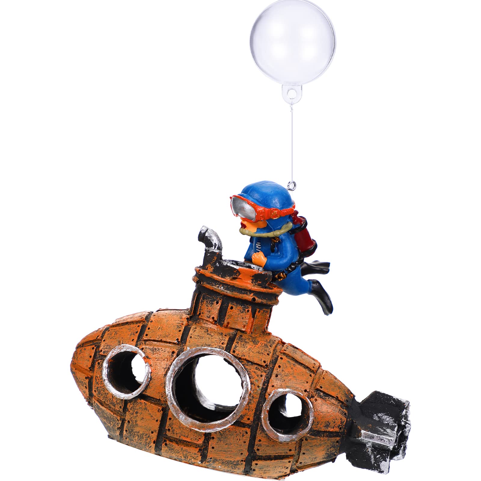 3 Pływające dekoracje akwariowe akwarium Bubble Decorations includes Lovely Aquarius Diver Pendant And Retro Underwater Wrak Ornament Antique Underwater Wrak Ornament Resin Accessories