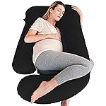 Cute Castle Pregnancy Pillows, Soft U-Shape Maternity Pillow with Removable Cover - Full Body Pillows for Adults Sleeping - Pregnancy Must Haves - Jumbo 57 Inch - Black