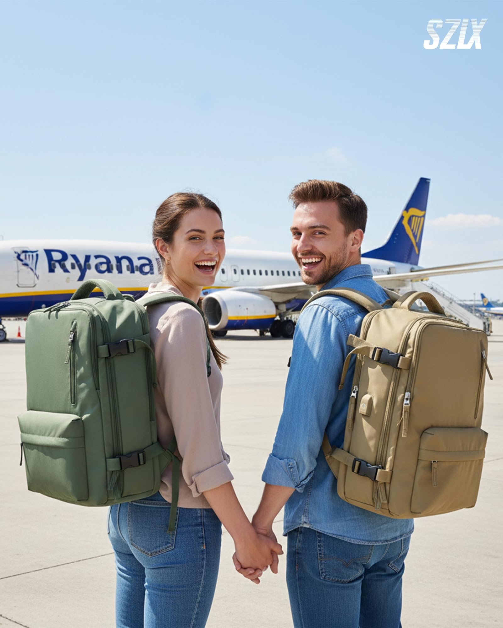 SZLX Plecak Podróżny Ryanair Cabin Bag 40x20x25 Torba Kabinowa pod Siedzenie Torba Easyjet 45x36x20 Cabin Bag Damski Plecak na Laptop z wyjściem USB Plecak Turystyczny Wodoodporny Męski