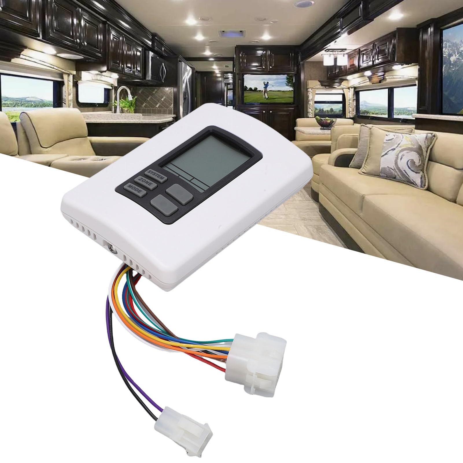 Aramox RV Digital Thermostat, 12V Montowany na ścianie Regulator Temperatury Grzania i Chłodzenia Zamiennik dla Serii Mach (WHITE)