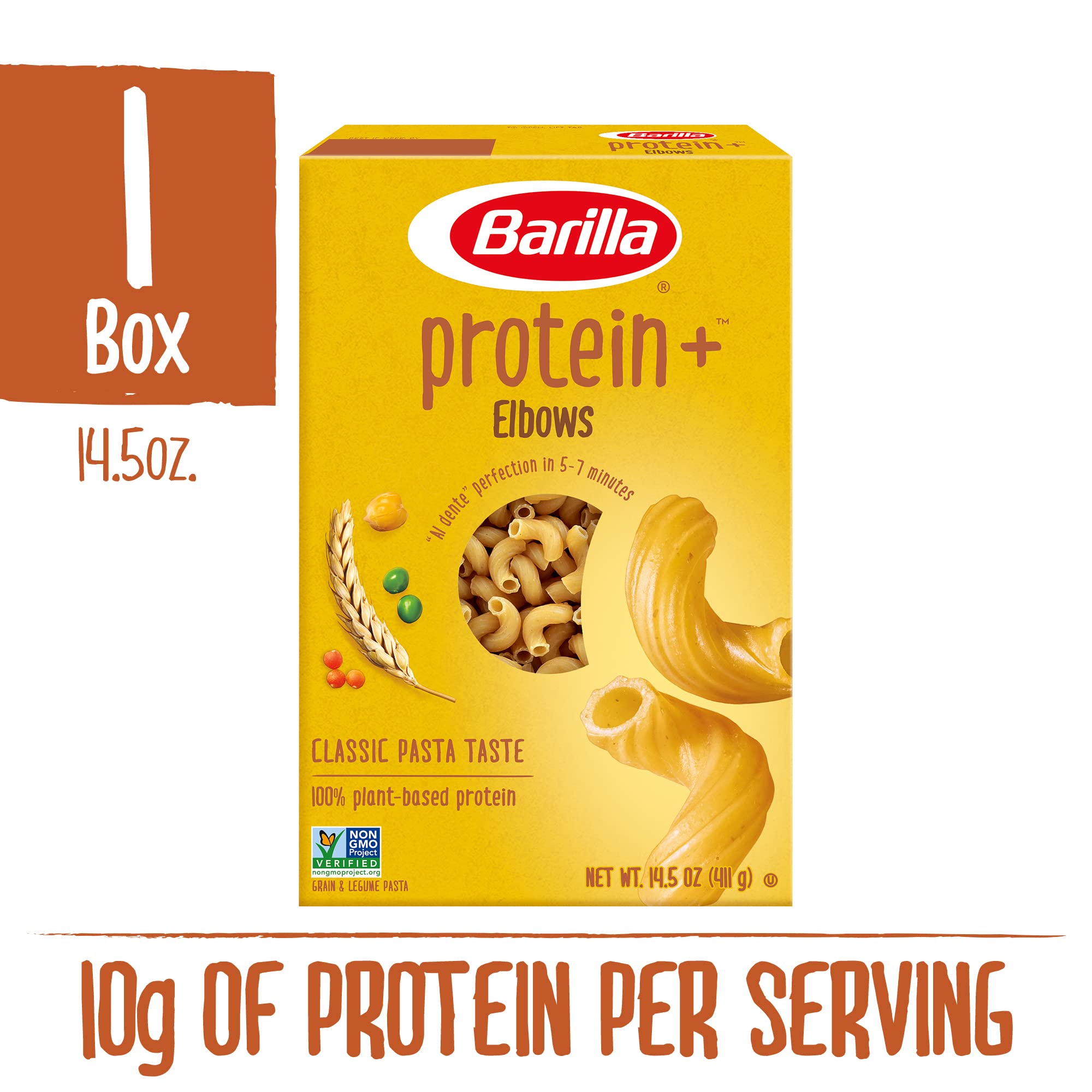 BARILLA Protein+ (Plus) Elbows Pasta Protein from Lentils, Chickpeas