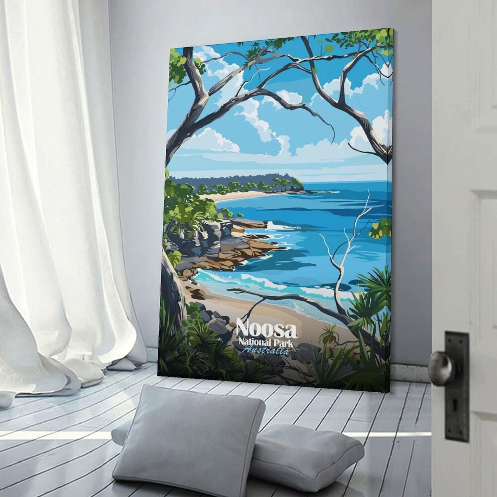 Junmoney Noosa National Park Australia Coastal View Wall Art Print 24x36inch(60x90cm), for Living Spaces, Bedrooms Or Relaxed Rooms, A Home Accent with Warm Character