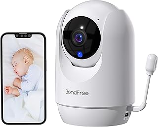 BondFree 2K Baby Monitor with Camera and Audio, Video Baby Monitor,Baby Monitor with App,2-Way Talk,Night Vision,14 Lullabies,Cry & Motion Detection,Temperature& Humidity Sensor,4X Zoom