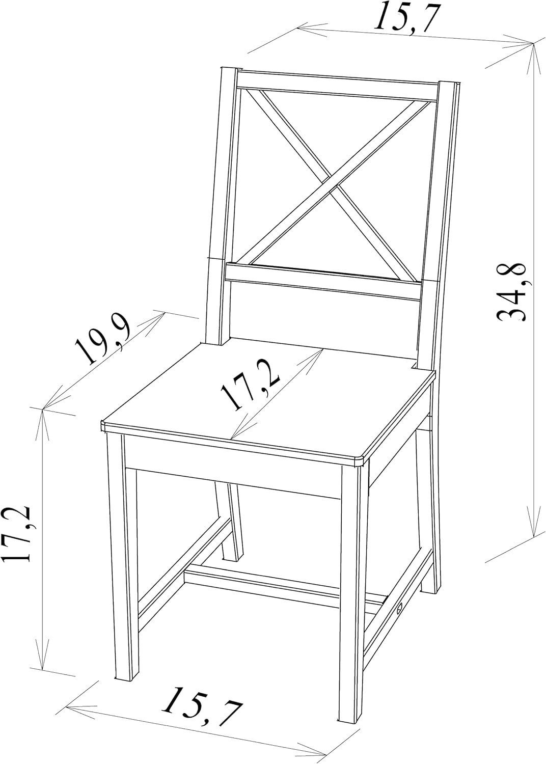 Buy Dining Chair Wooden Set of 2 Chair Accent Dine in Chair Upholstered Chair with XBack