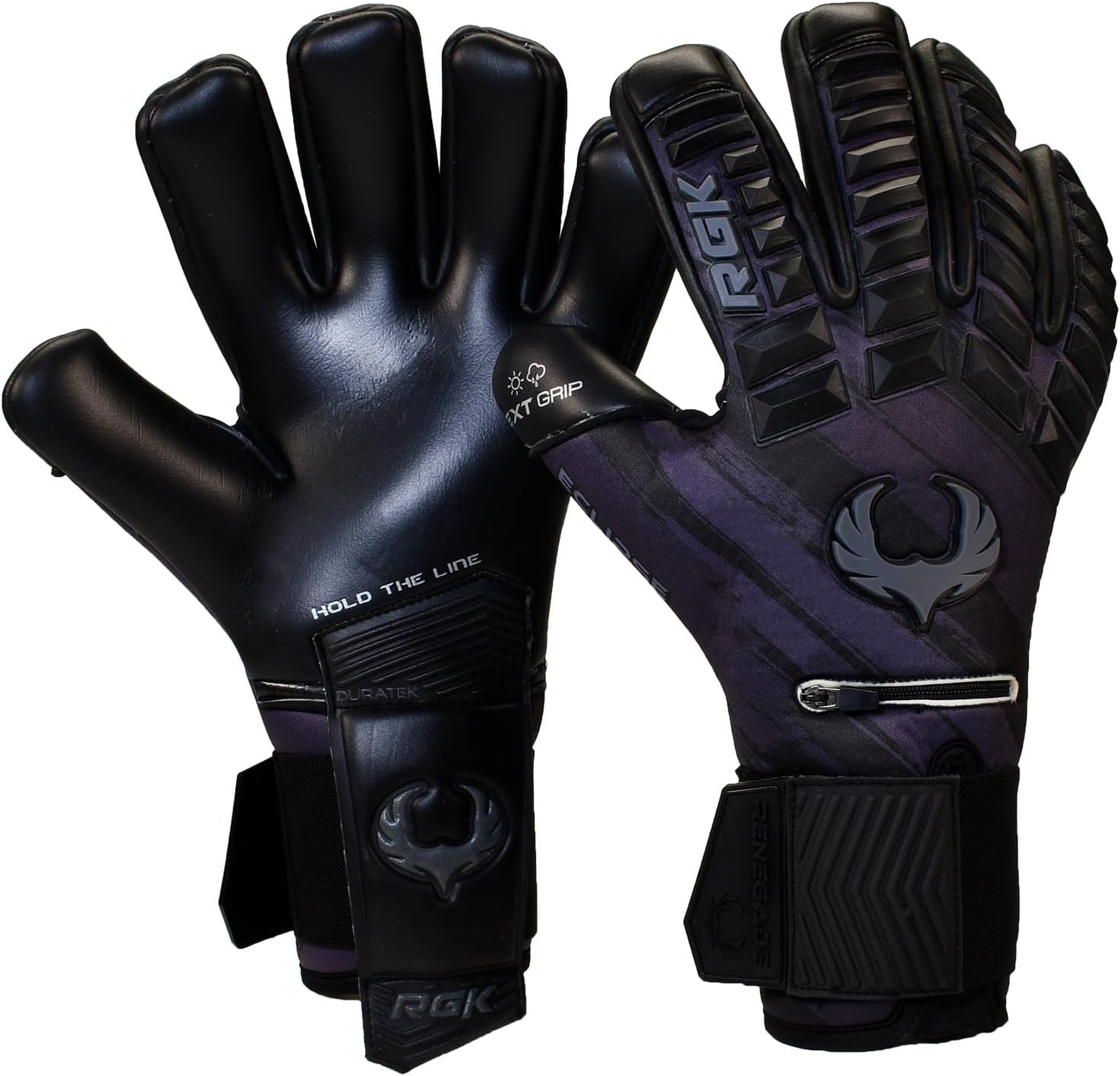 Renegade GK Eclipse Professional Soccer Goalie Gloves - Adult & Youth (Sizes 6-12, Level 5) 4+3MM EXT Contact Grip + Fingersaves | Max Grip & Comfort | Goalkeeper for Gloves Elite Play | Based in USA
