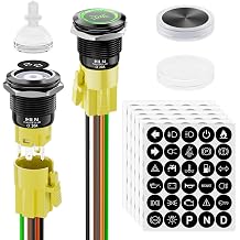 2Pcs 19mm 0.74" Geeen LED Latching Symbols Push Button Switch 12V DC