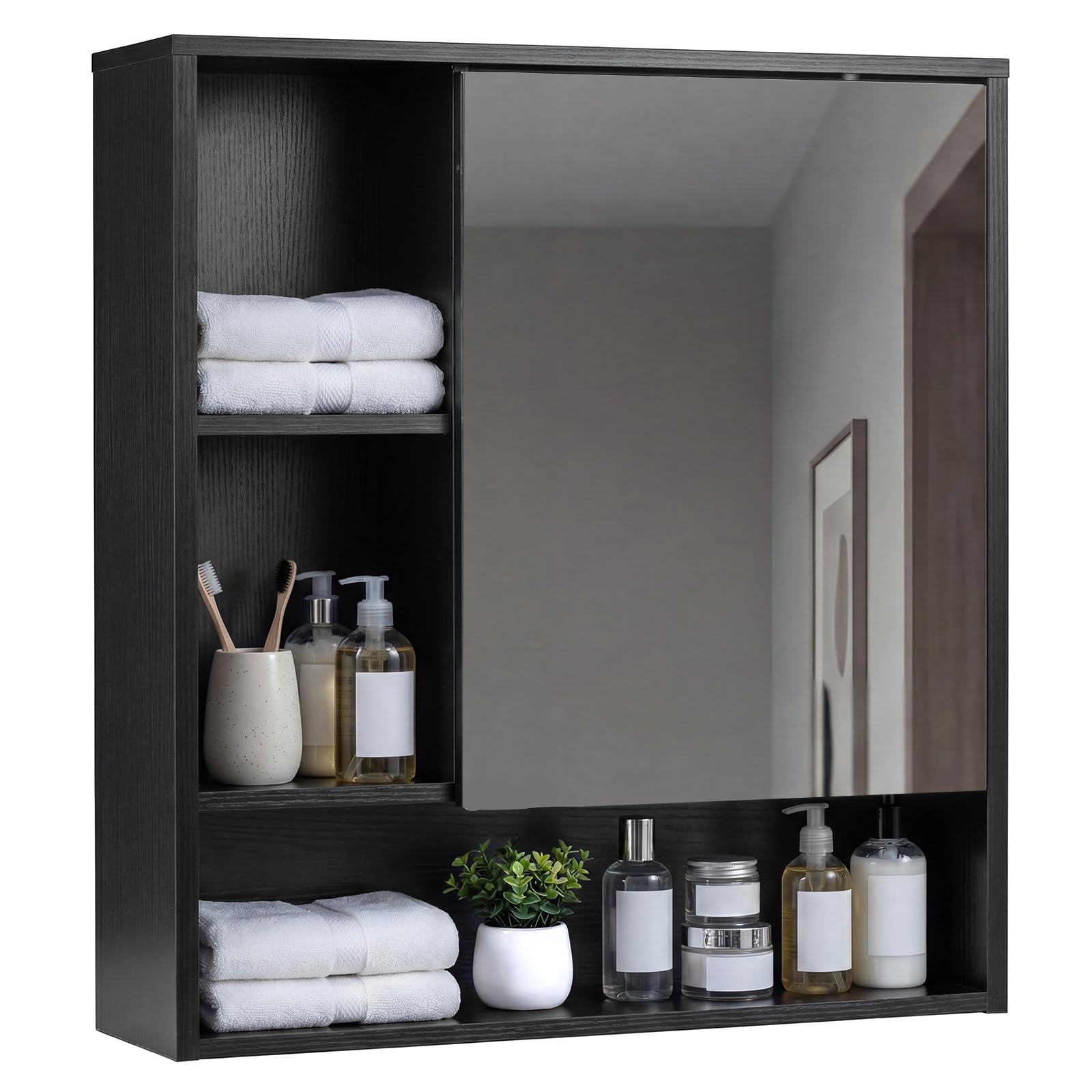 Multigot Bathroom Mirror Cabinet (Black)