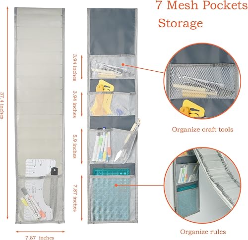 Miniatura 3 de Tunnkit Portarrollos de vinilo – Organizador de almacenamiento de vinilo de 36 compartimentos con 7 bolsillos de malla, montaje en