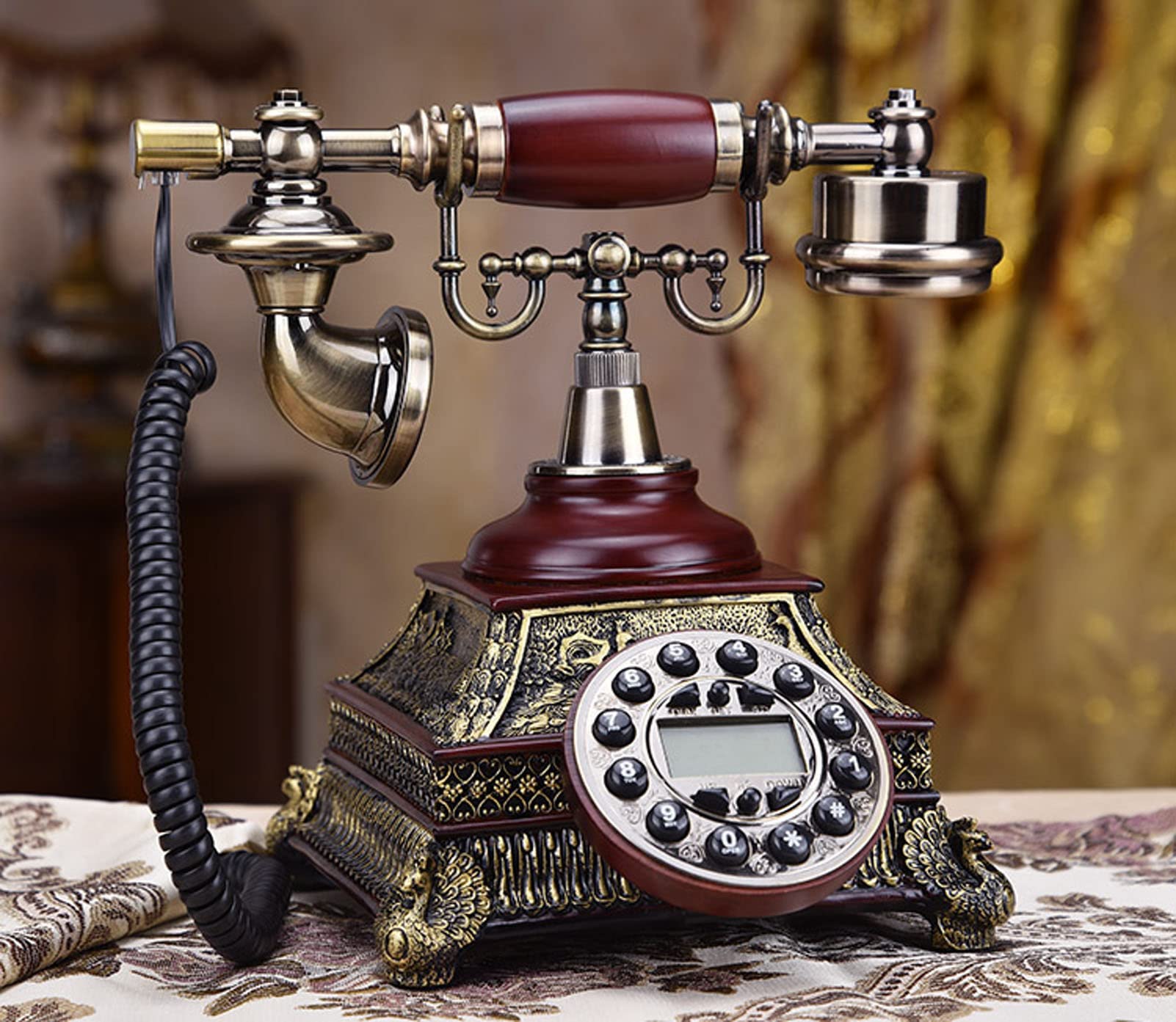 Amazon.co.jp: クラシックな回転式電話、樹脂製の着信音プッシュボタン