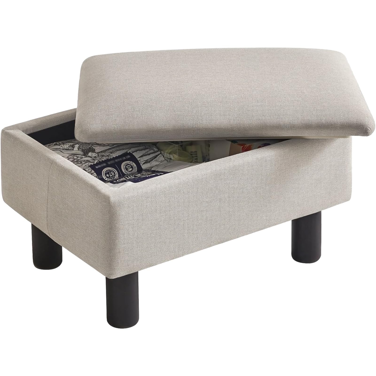 Amazon.com: IBUYKE Storage Ottoman Footrest Stool with Linen