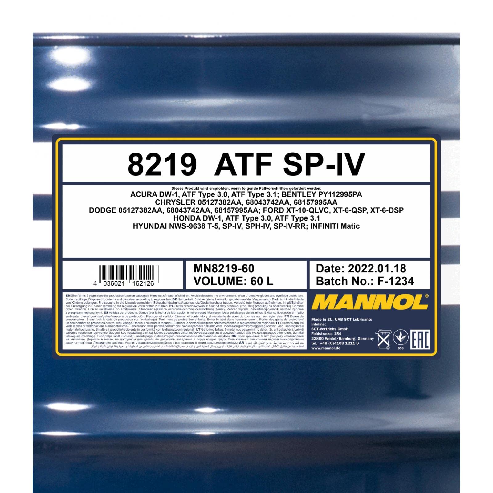 MANNOL MN8219-60 Aceite para transmisión automática 60L Rojo