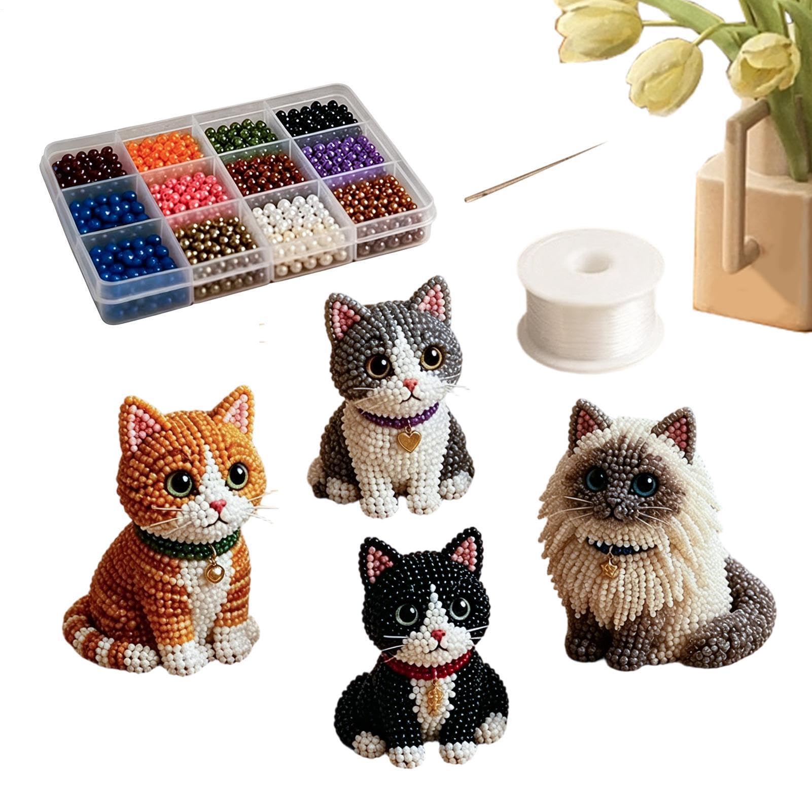 Kit DIY de cuentas de animales 3D de gatito adorable para principiantes y adultos 8