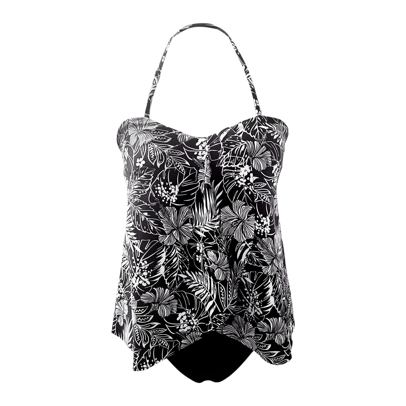 Generisch Bikini da donna, costume da bagno con spacco, con stampa quadrata, tankini