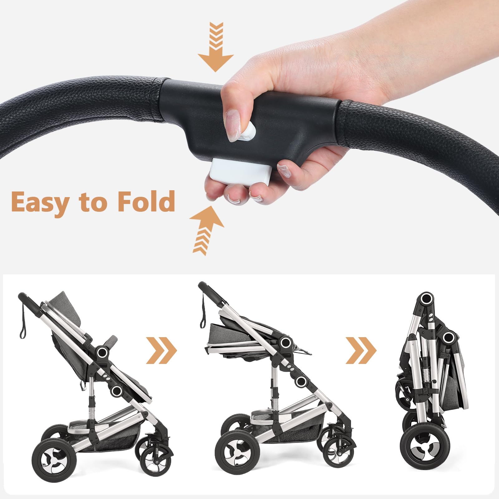 Amazon.com : TODEFULL Convertible Baby Stroller, 3 in 1 Folding
