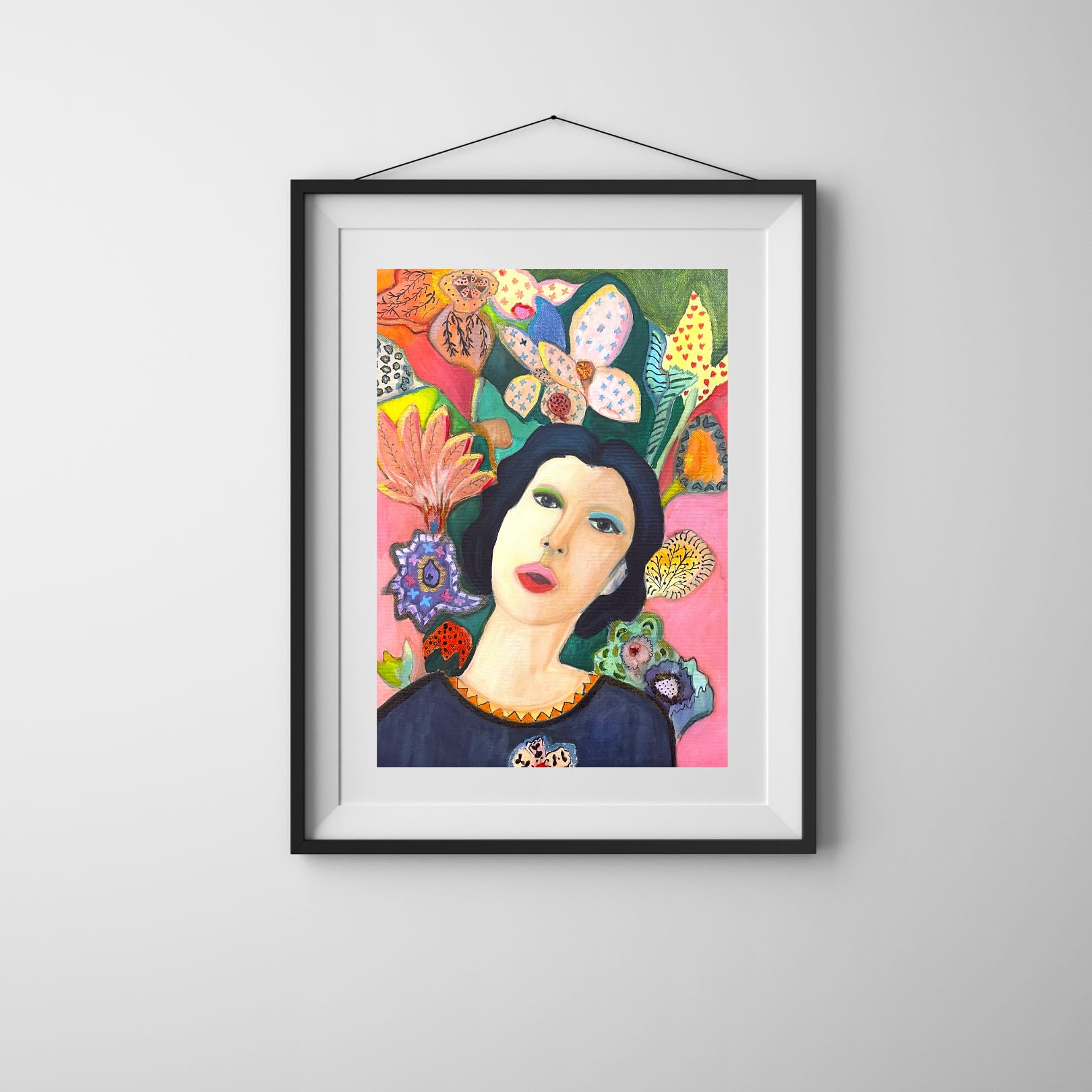 Lotus Art Gallery - Framed Art Print - FXK-POR-001 (42 cm x 29.7 cm, Black Frame)
